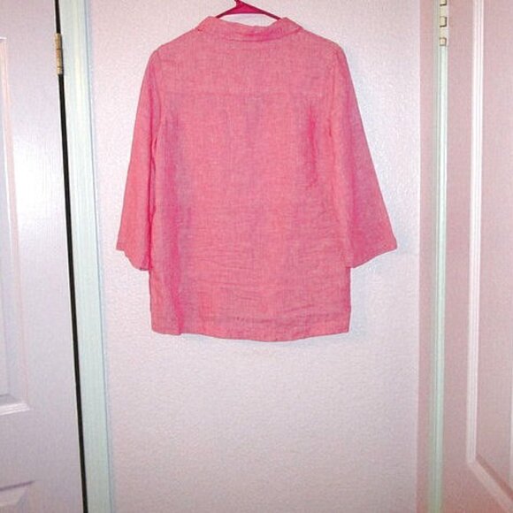 NWT Tahari LINEN Shirt Size S BLOUSE Tunic Top 3/4 SLEEVES V-Neck LIGHTWEIGHT - Picture 9 of 12